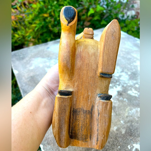 Vintage Wood Carved Brown Horse Shelf Sitter 6 1/2" Decoration Solid - Picture 6 of 9